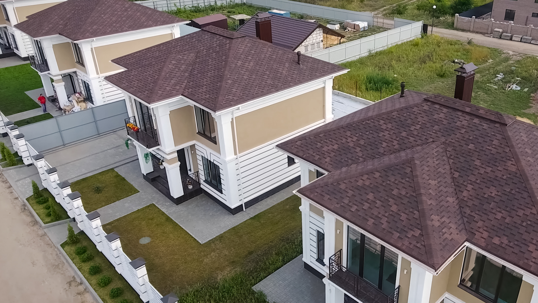 Aerial shot of community of condominiums