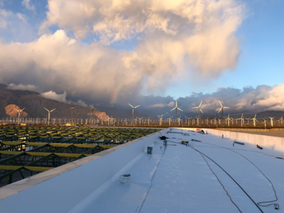 Image of new IB Roof overlooking wind generators